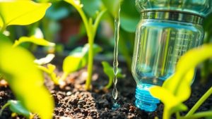 Sistem de irigare DIY cu sticle de plastic.