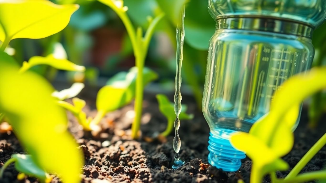 Sistem de irigare DIY cu sticle de plastic.