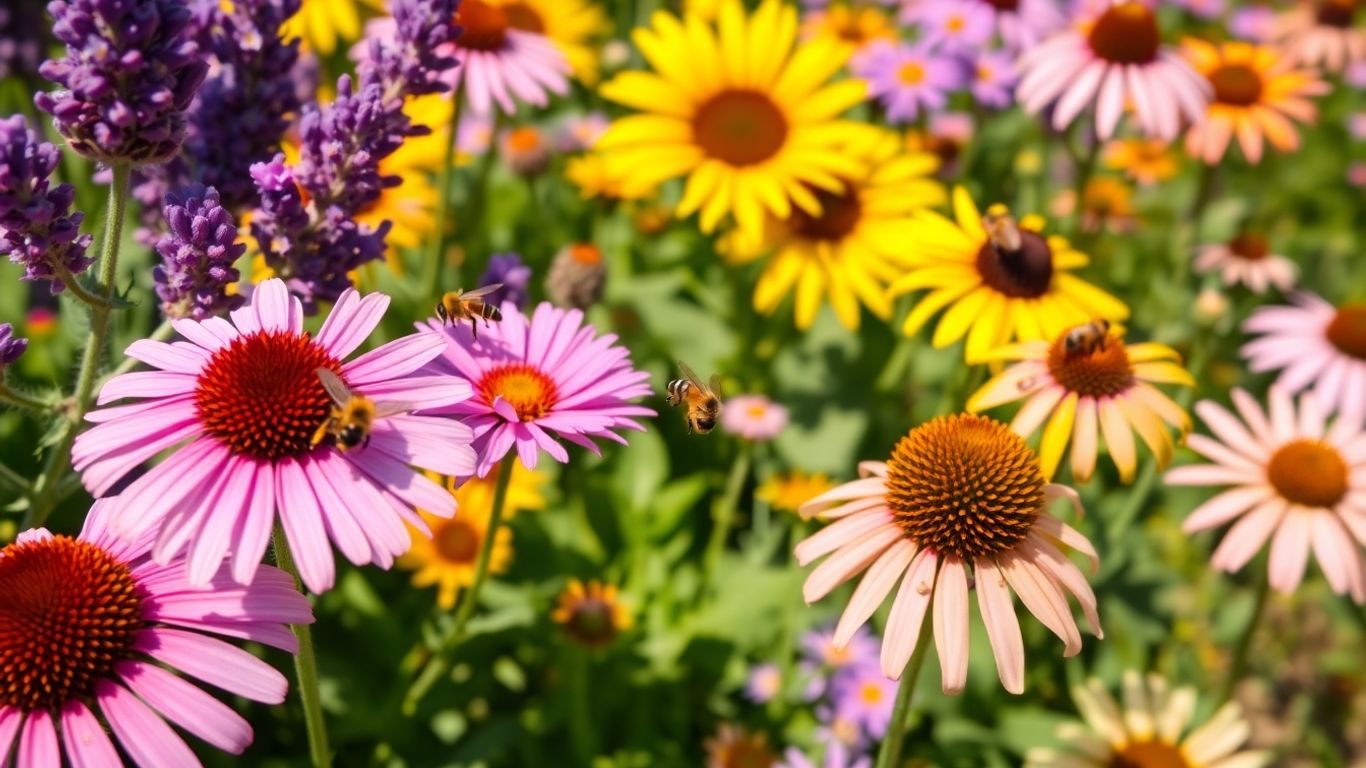 Albine pe flori colorate în grădină